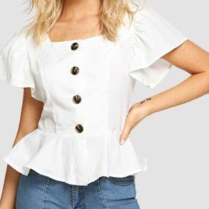 Button Up Peplum Blouse